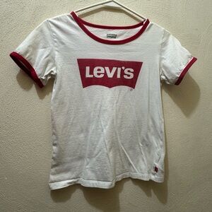 Levi’s Kids Ringer T Shirt Size L 12–13 White Red Logo Short Sleeve